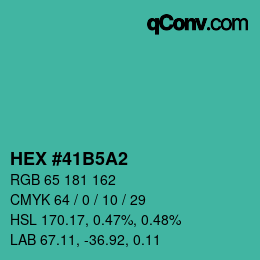 颜色代码: HEX #41B5A2 | qconv.com