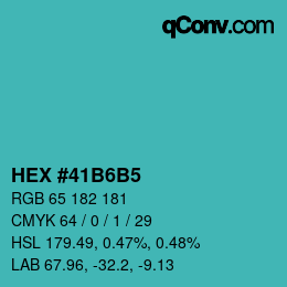カラーコード: HEX #41B6B5 | qconv.com