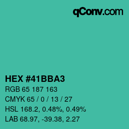 カラーコード: HEX #41BBA3 | qconv.com