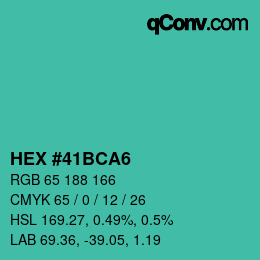 カラーコード: HEX #41BCA6 | qconv.com