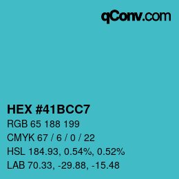 カラーコード: HEX #41BCC7 | qconv.com