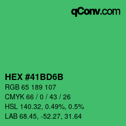 Color code: HEX #41BD6B | qconv.com