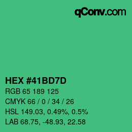 カラーコード: HEX #41BD7D | qconv.com