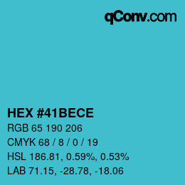 Color code: HEX #41BECE | qconv.com