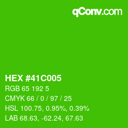 カラーコード: HEX #41C005 | qconv.com