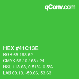 颜色代码: HEX #41C13E | qconv.com