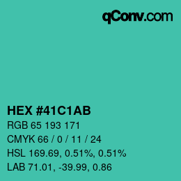 颜色代码: HEX #41C1AB | qconv.com