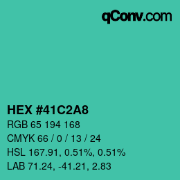 カラーコード: HEX #41C2A8 | qconv.com