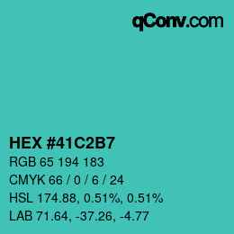 カラーコード: HEX #41C2B7 | qconv.com