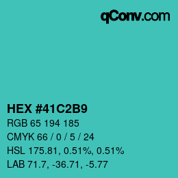 カラーコード: HEX #41C2B9 | qconv.com