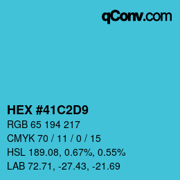 カラーコード: HEX #41C2D9 | qconv.com