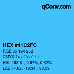 颜色代码: HEX #41C2FC | qconv.com