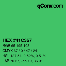 颜色代码: HEX #41C367 | qconv.com