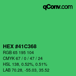 Farbcode: HEX #41C368 | qconv.com