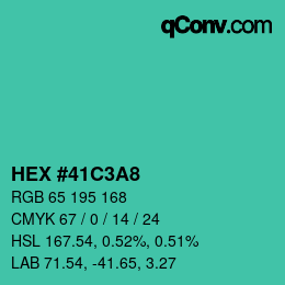 颜色代码: HEX #41C3A8 | qconv.com