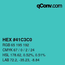 Color code: HEX #41C3C0 | qconv.com