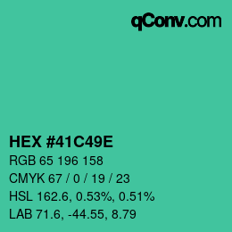 Color code: HEX #41C49E | qconv.com