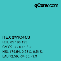 カラーコード: HEX #41C4C3 | qconv.com