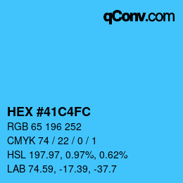 カラーコード: HEX #41C4FC | qconv.com