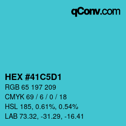 カラーコード: HEX #41C5D1 | qconv.com