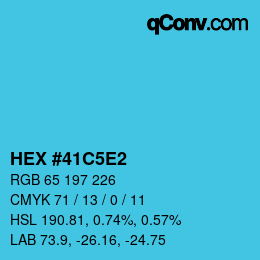 カラーコード: HEX #41C5E2 | qconv.com