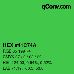 Color code: HEX #41C74A | qconv.com