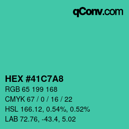 カラーコード: HEX #41C7A8 | qconv.com