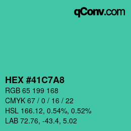 Color code: HEX #41C7A8 | qconv.com