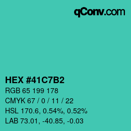 颜色代码: HEX #41C7B2 | qconv.com