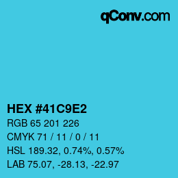 Color code: HEX #41C9E2 | qconv.com