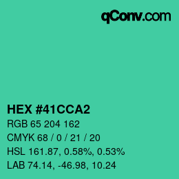 Color code: HEX #41CCA2 | qconv.com