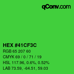 Color code: HEX #41CF3C | qconv.com