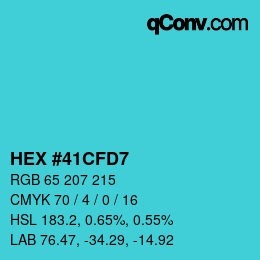 Color code: HEX #41CFD7 | qconv.com