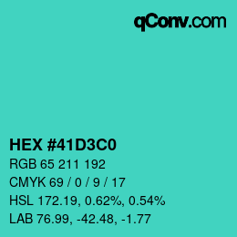 カラーコード: HEX #41D3C0 | qconv.com