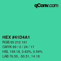カラーコード: HEX #41D4A1 | qconv.com