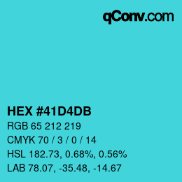 カラーコード: HEX #41D4DB | qconv.com