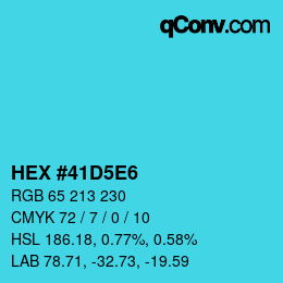 カラーコード: HEX #41D5E6 | qconv.com