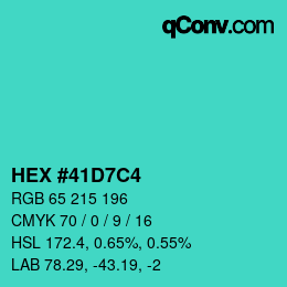Color code: HEX #41D7C4 | qconv.com