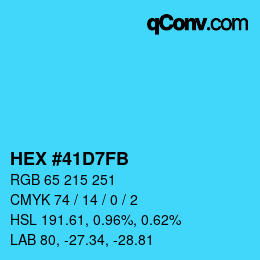 Color code: HEX #41D7FB | qconv.com