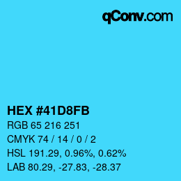 Farbcode: HEX #41D8FB | qconv.com