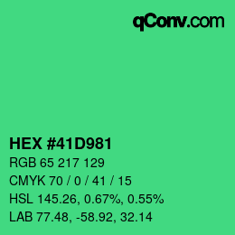 颜色代码: HEX #41D981 | qconv.com