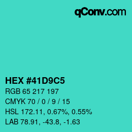 Color code: HEX #41D9C5 | qconv.com