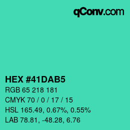 Color code: HEX #41DAB5 | qconv.com