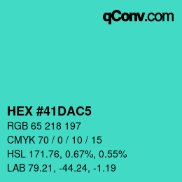 カラーコード: HEX #41DAC5 | qconv.com
