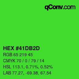 カラーコード: HEX #41DB2D | qconv.com