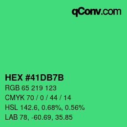 カラーコード: HEX #41DB7B | qconv.com