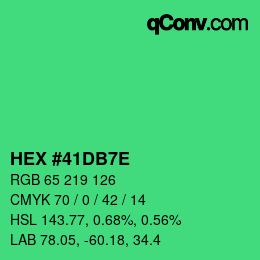 Color code: HEX #41DB7E | qconv.com