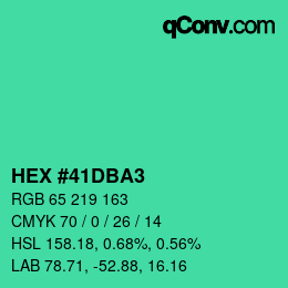 カラーコード: HEX #41DBA3 | qconv.com