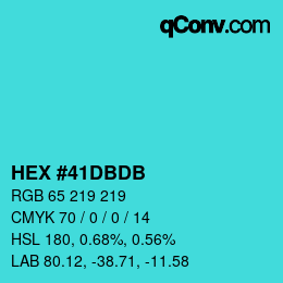 カラーコード: HEX #41DBDB | qconv.com