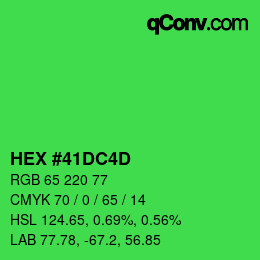 Color code: HEX #41DC4D | qconv.com